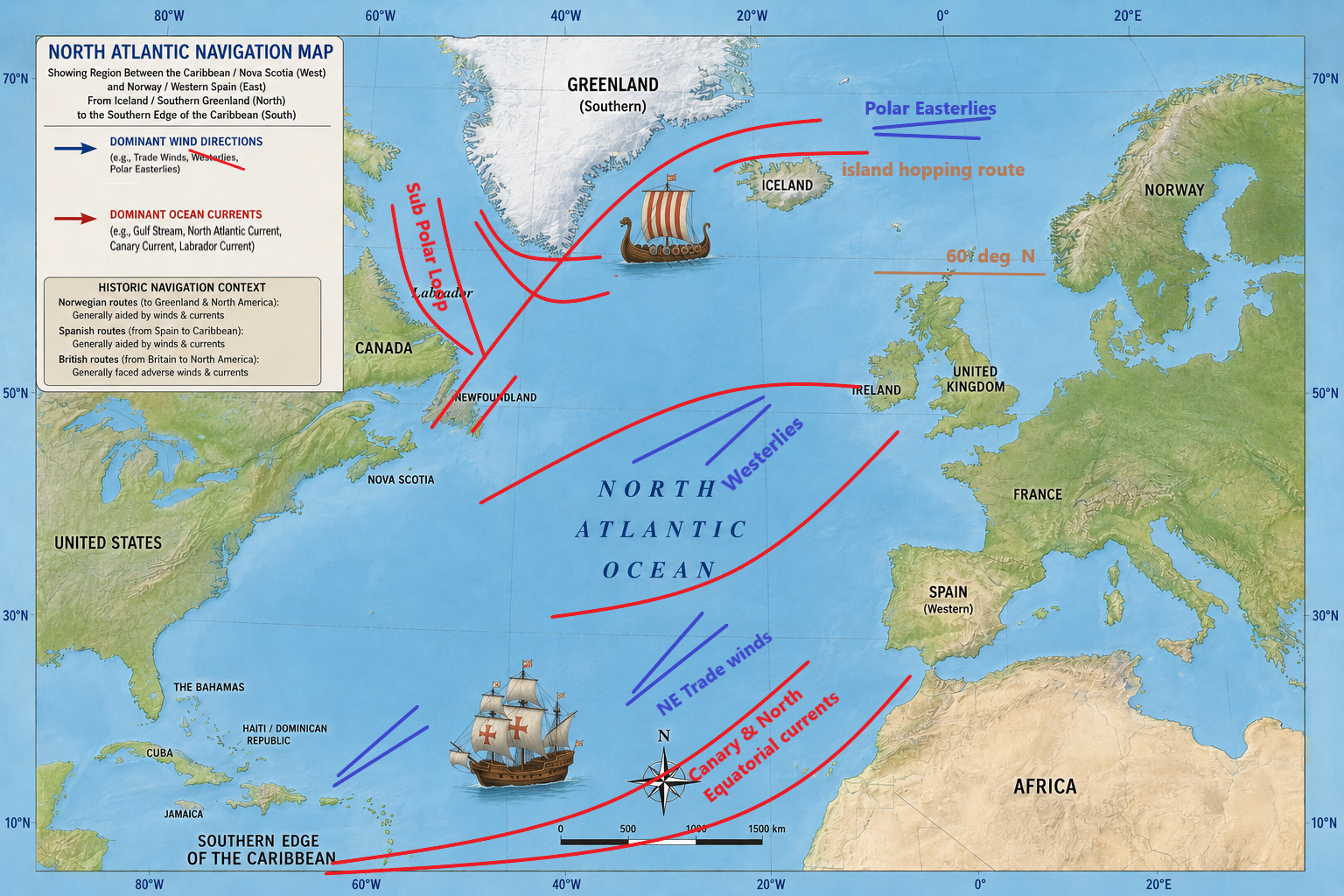 Global wind systems and ocean currents